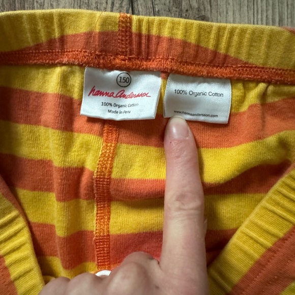 Hanna Andersson Orange and Yellow Striped Cotton Leggings 150 (us 12 girls) - Picture 2 of 5